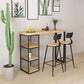 Kitchen Natural Wood Bistro Table Modern Rectangle Cocktail Bar Table with Storage