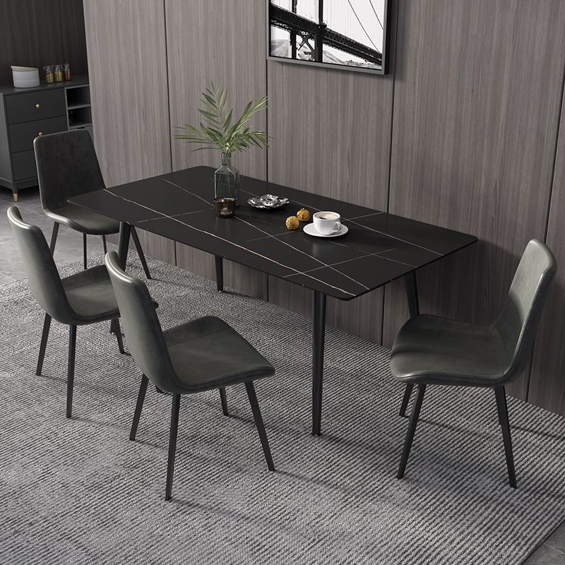 Metal Industrial Rectangle Dining Table Sintered Stone Top Table with Black Legs Clearhalo ' dining_table' 'Dining Tables & Seating' 'Dining Tables' 'furn' 'furn_dining_table' 'Furniture' 'furniture_dining_table' 'Kitchen & Dining Furniture' 'kitchen&dining_furn' 'kitchen' 'kitchen_dining_table' 1200x1200_21a56d29-a0b5-4071-81af-1802606c15e5