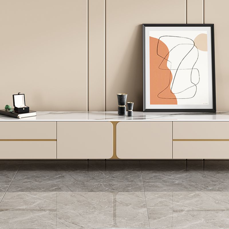 Modern Wooden TV Media Console Enclosed Storage White TV Console with Drawers