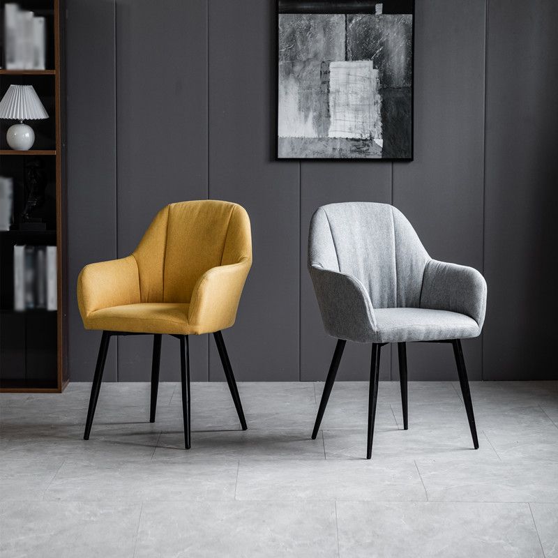 Contemporary Metal Dining Room Chairs Upholstered Armchair for Restaurant Use Clearhalo ' kitchen&dining_furn' 'Dining Chairs' 'Dining Tables & Seating' 'dining_chair' 'furn' 'furn_dining_chair' 'Furniture' 'furniture_dining_chair' 'Kitchen & Dining Furniture' 'kitchen' 1200x1200_21a6da46-0e64-4dab-9b50-46a180b36612