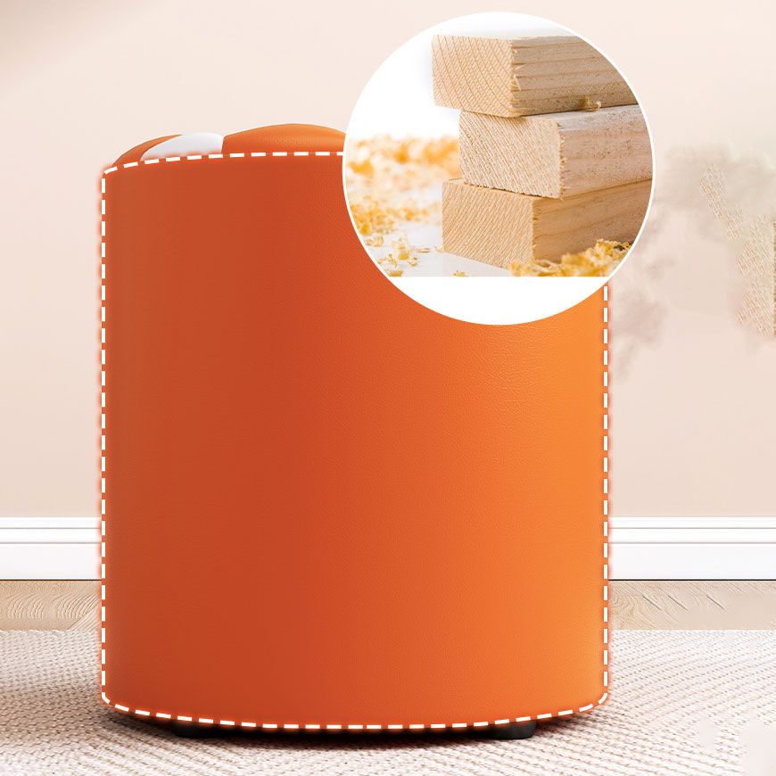 Mid-Century Modern Pouf Ottoman Faux Leather Tufted Square Pattern Round Ottoman Clearhalo 'furn' 'furn_ottomans_poufs' 'Furniture' 'Living Room Furniture' 'Ottomans & Poufs' 'ottomans_poufs' 1200x1200_21a7235a-750f-4de7-9cf4-dcbc29f0d34a