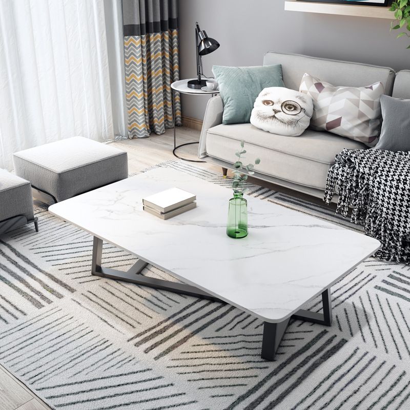 スレートコーヒーテーブル長方形のオープンシェルフミニマリストコーヒーテーブル