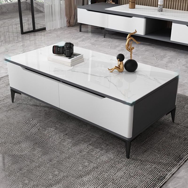 4 Legs Cocktail Table Rectangle Stone Single Coffee Table with Drawer Clearhalo 'Coffee & Accent Tables' 'Coffee Tables' 'coffee_tables' 'furn' 'furn_coffee_tables' 'Furniture' 'Living Room Furniture' 1200x1200_21a822e0-e725-4bf6-81d0-34a34b47fb0e
