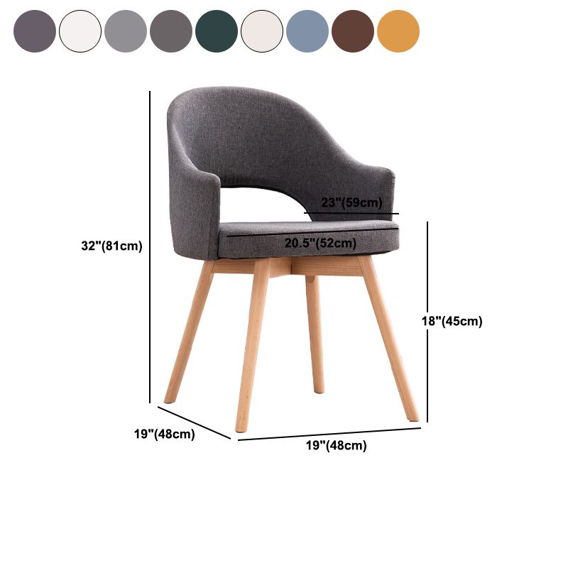 Modern Linen Dining Chair Open Back Dining Side Furniture with Wood Legs in Matte Finish Clearhalo 'Dining Chairs' 'Dining Tables & Seating' 'dining_chair' 'furn' 'furn_dining_chair' 'Furniture' 'Kitchen & Dining Furniture' 1200x1200_21a99ace-0630-4b86-a363-49944c08f6a1
