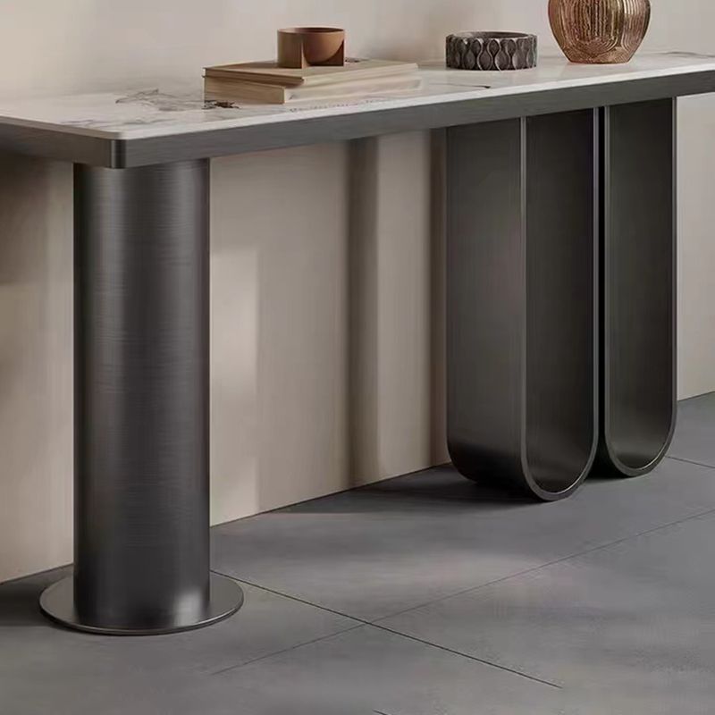 Tavolo da console a forma rettangolare tavolo di divano in pietra contemporanea in nero