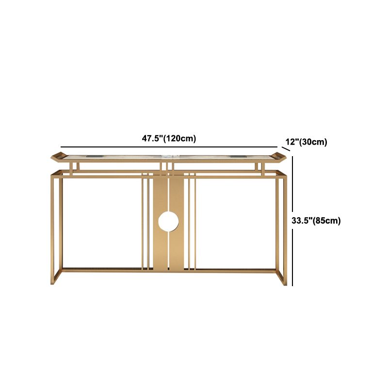 Table de acento glamoroso de 11 "de ancho Stone Gold Rectangle Console Acent Table