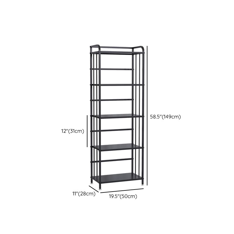 Contemporary Metal Bookshelf Black Etagere Shelf Bookcase for Study Room