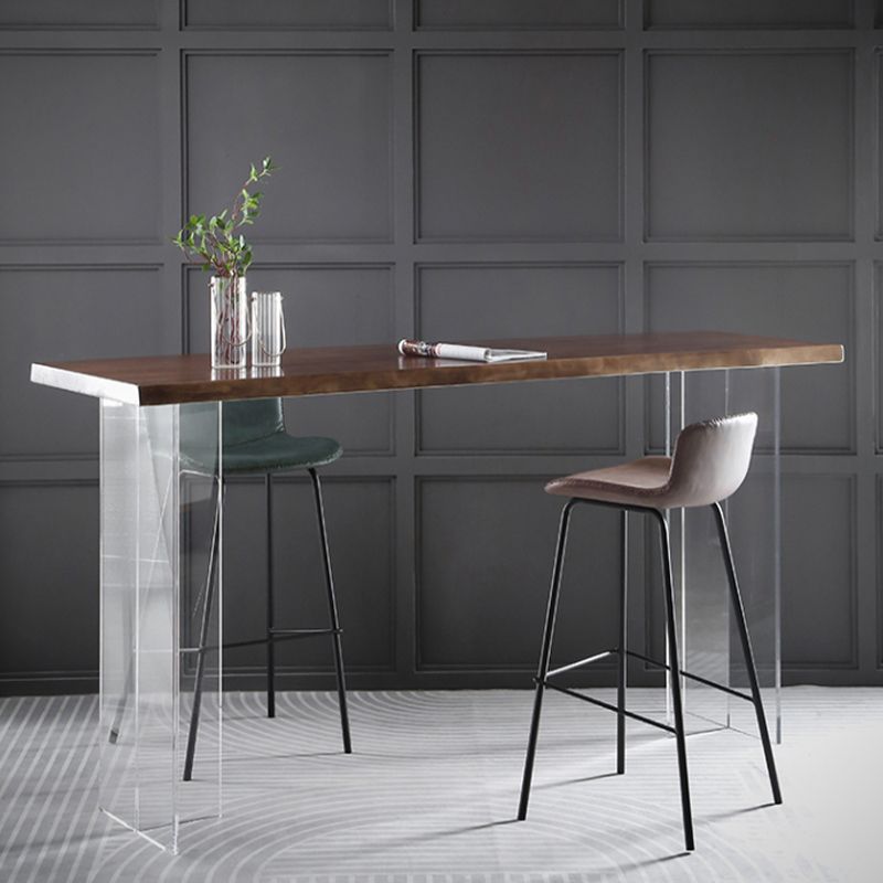 Contemporary Style Solid Wood Top Dining Table with Acrylic Base Clearhalo 'Bar Furniture' 'Bar Tables' 'bar_tables' 'furn' 'furn_bar_tables' 'Furniture' 'Kitchen & Dining Furniture' 1200x1200_21aacdc3-dde0-4edd-a301-6e61fe464c3e