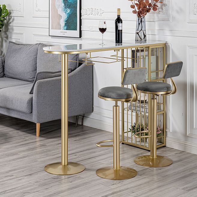 Glam Style Bar Table 1/3 Pieces Faux Marble Counter Table with Upholstered Stools Clearhalo 'Bar Furniture' 'furn' 'furn_home_bar_bar_sets' 'Furniture' 'Home Bars & Bar Sets' 'home_bar_bar_sets' 'Kitchen & Dining Furniture' 1200x1200_21adc254-1565-455c-838b-5cd19549f9bd
