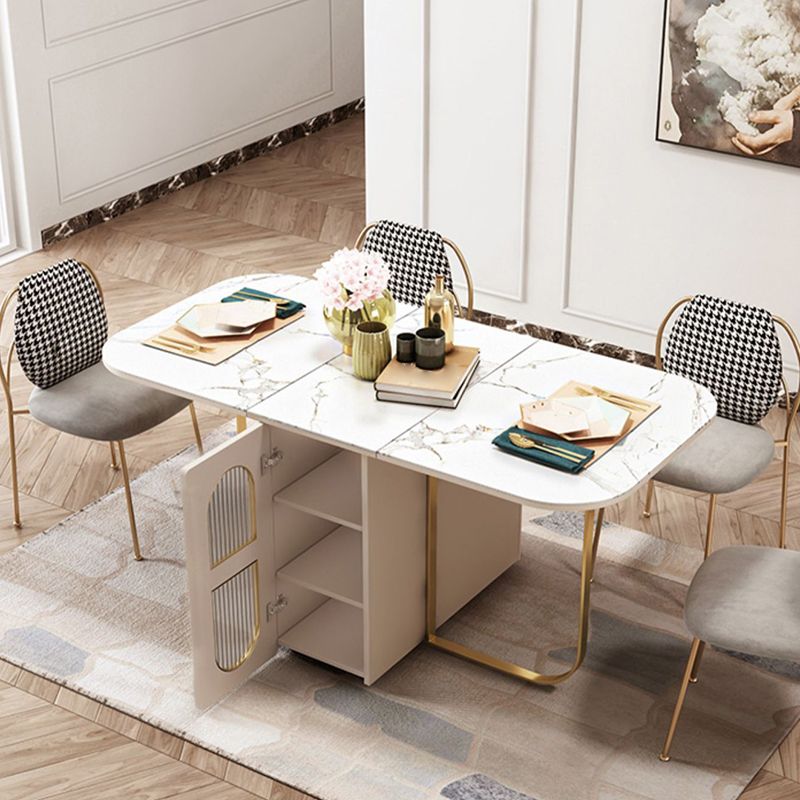 Modern 1/2/3/5 Pieces White Dining Table Set with Sintered Stone Top Foldable Dinette Set Clearhalo 'Dining Room Sets' 'Dining Tables & Seating' 'dining_room_set' 'Furniture' 'furniture_dining_room_set' 'Kitchen & Dining Furniture' 'kitchen&dining_furn' 'kitchen' 1200x1200_21ade37e-54f3-4da7-8147-5bbf62c915ff
