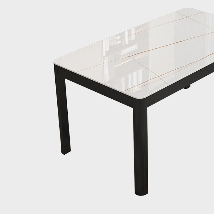 Rechthoekige eettafel Modern glazen tafelblad met zwarte stalen poten