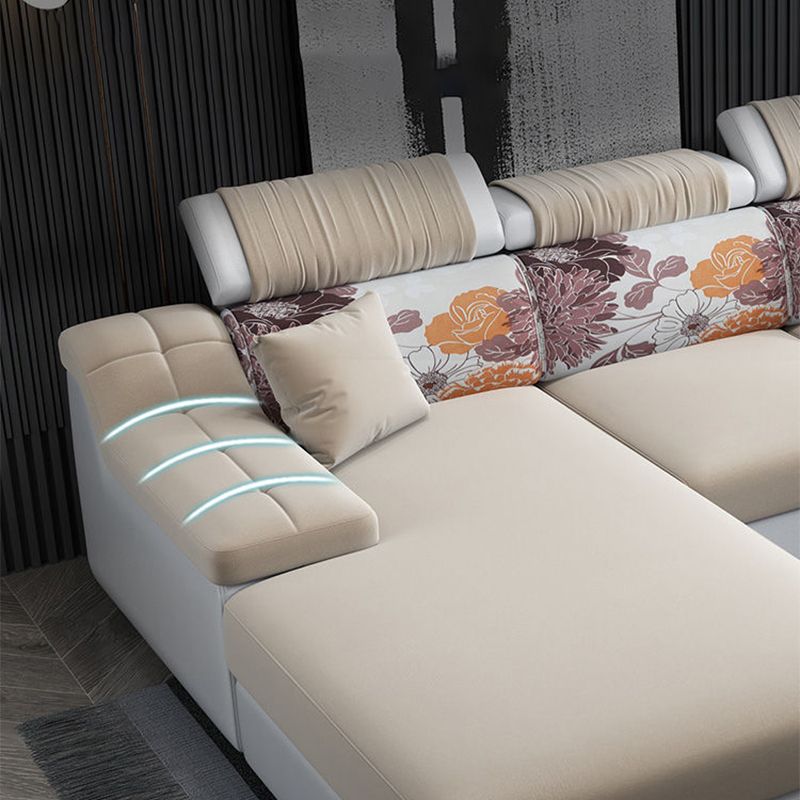 Linen and Faux Leather Modular L-Shape Modern Furniture Sectionals Clearhalo 'furn' 'furn_sectionals' 'Furniture' 'furniture_sectionals' 'Living Room Furniture' 'Sectionals' 1200x1200_21b03142-41e4-4fb8-876c-daf3c2697f49