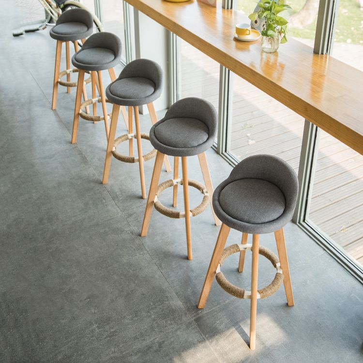 Modern Backrest Rotatable Counter Stool Wood Household Bar Wood with Cushion Clearhalo 'Bar Furniture' 'Bar Stools' 'bar_stools' 'furn' 'furn_bar_stools' 'furniture_bar_stools' 'Kitchen & Dining Furniture' 'kitchen&dining_furn' 'kitchen' 'kitchen_furn' Furniture' 1200x1200_21b1e65a-3c95-4a2d-97ed-5eaffde04a1b