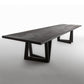 Modern Black Rectangle Dining Table Solid Wood Top Iron Base Table Clearhalo 'Dining Tables & Seating' 'Dining Tables' 'dining_table' 'furn' 'furn_dining_table' 'Furniture' 'Kitchen & Dining Furniture' 1200x1200_21b2eb51-66b0-4e88-8188-89964f2041c7