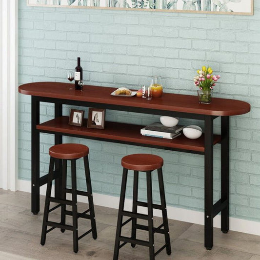 40-inch Height Bar Table Industrial Style Double-deck Wood Top Bar Table, Only Table Clearhalo 'Bar Furniture' 'Bar Tables' 'bar_tables' 'furn' 'furn_bar_tables' 'Furniture' 'furniture_bar_tables' 'Kitchen & Dining Furniture' 1200x1200_21b3bd36-da52-464e-9902-bd42b7dd6a7c