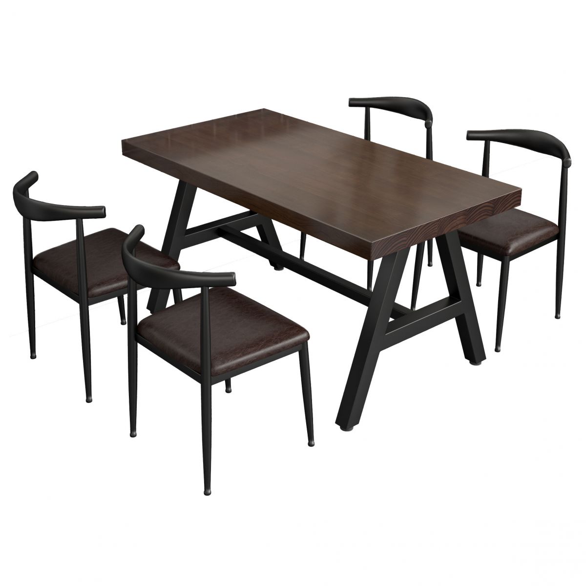 Industrial Rectangle Dining Table Pine Solid Wood Table with Black Trestle Base Clearhalo ' dining_table' 'Dining Tables & Seating' 'Dining Tables' 'furn' 'furn_dining_table' 'Furniture' 'furniture_dining_table' 'Kitchen & Dining Furniture' 'kitchen&dining_furn' 'kitchen' 'kitchen_dining_table' 1200x1200_21b4673e-4d07-48cb-bfb3-963097dc7086