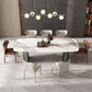 Mesa de comedor rectangular industrial Mesa de piedra sinterizada con patas de metal