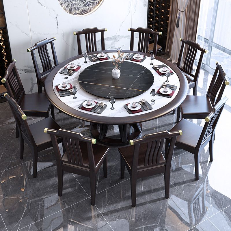 Round Dining Table with Wooden Pedestal Tradition Dinette Table for Home Clearhalo 'Dining Tables & Seating' 'Dining Tables' 'dining_table' 'furn' 'furn_dining_table' 'Furniture' 'Kitchen & Dining Furniture' 1200x1200_21b9febd-5616-48cd-98b5-60a26388c3c7