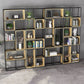 Natural Metal Etagere Shelf Bookcase Shelves Included Open Bookshelf for Study Room