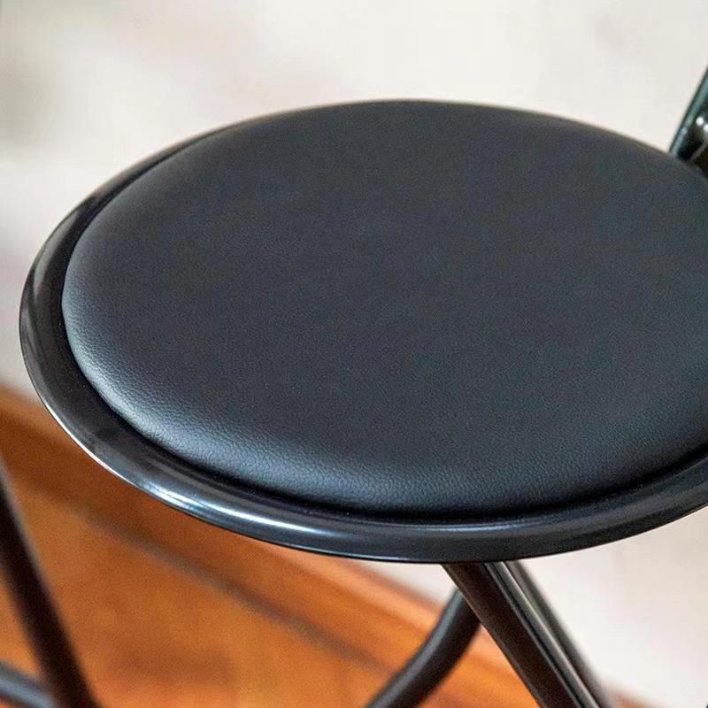 Modern Steel Low Back Counter Stools Round Folding Footrest Bar Stool for Bar Clearhalo 'Bar Furniture' 'Bar Stools' 'bar_stools' 'furn' 'furn_bar_stools' 'furniture_bar_stools' 'Kitchen & Dining Furniture' 'kitchen&dining_furn' 'kitchen' 'kitchen_furn' Furniture' 1200x1200_21bbce1b-775d-45bc-8920-9663a277ed6c