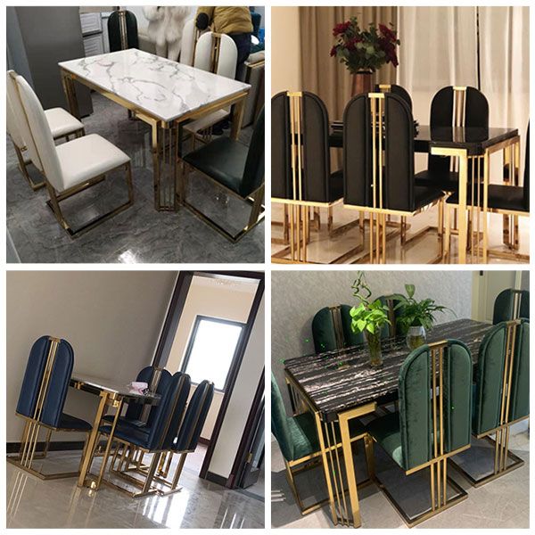 Glam Rectangle Shape Marble Dining Table Kitchen Standard Dining Table with 4 Legs Base Clearhalo ' dining_table' 'Dining Tables & Seating' 'Dining Tables' 'furn' 'furn_dining_table' 'Furniture' 'furniture_dining_table' 'Kitchen & Dining Furniture' 'kitchen&dining_furn' 'kitchen' 'kitchen_dining_table' 1200x1200_21bc4ee7-828f-4bfd-beb2-c7f2af2cfc1e