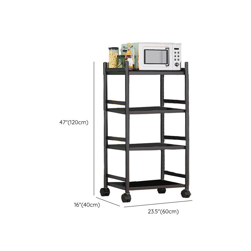 モダンなダイニングルーム準備テーブルロッキングホイール付きブラックキッチントロリー