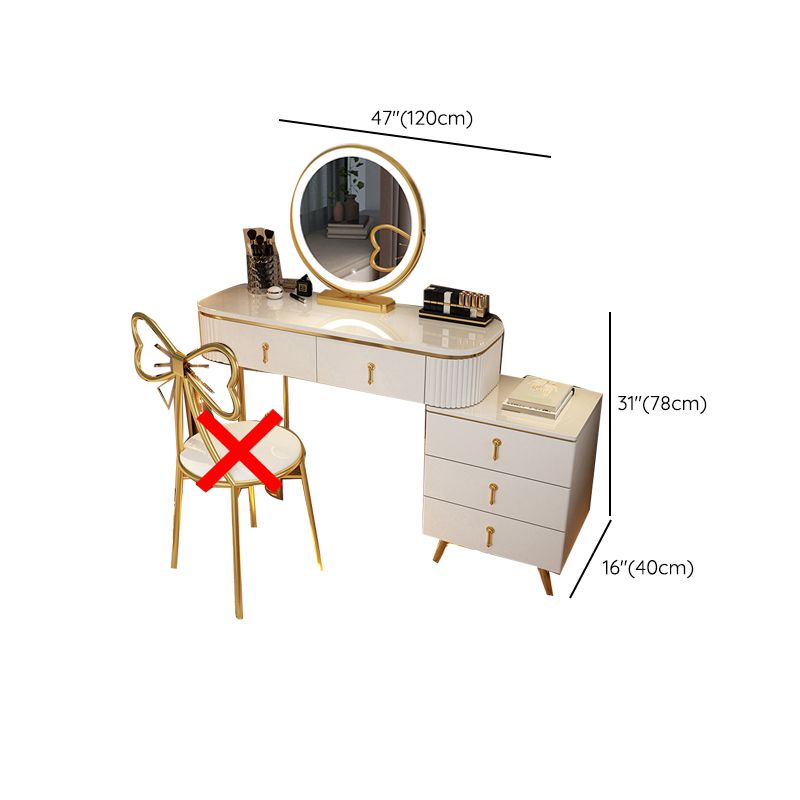 Mirrored Vanity Table and Stool Set Engineered Wood Vanity Desk