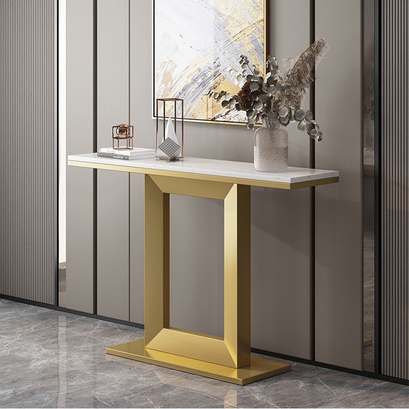 Tableau d'accent supérieur en marbre avec base de piédestal pour Hall 31,5 "High Console Table