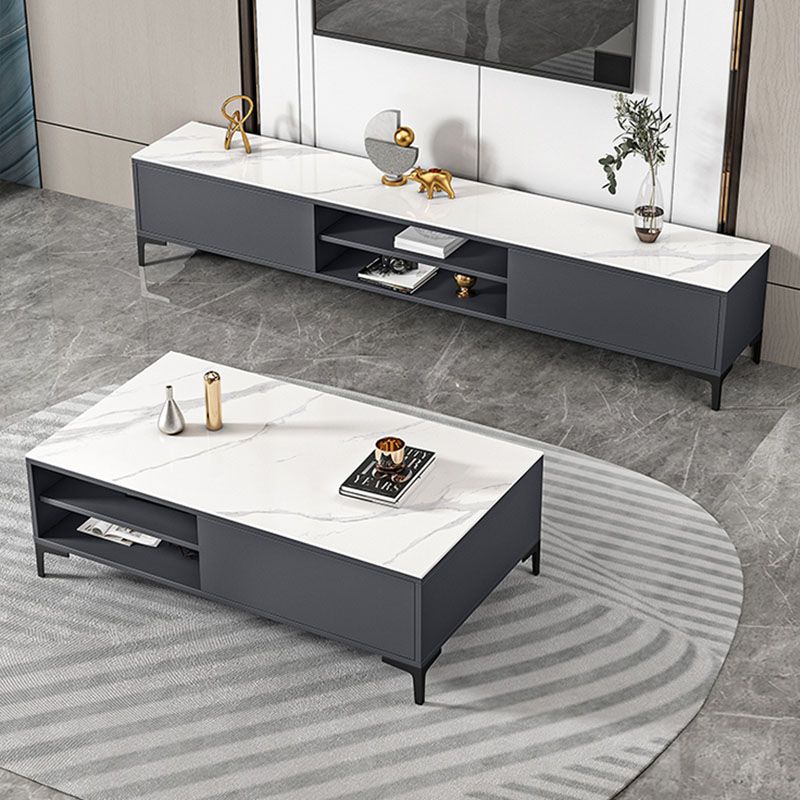 Glam TV Media Console a 2 porte Glass Top Media Console TV Stand