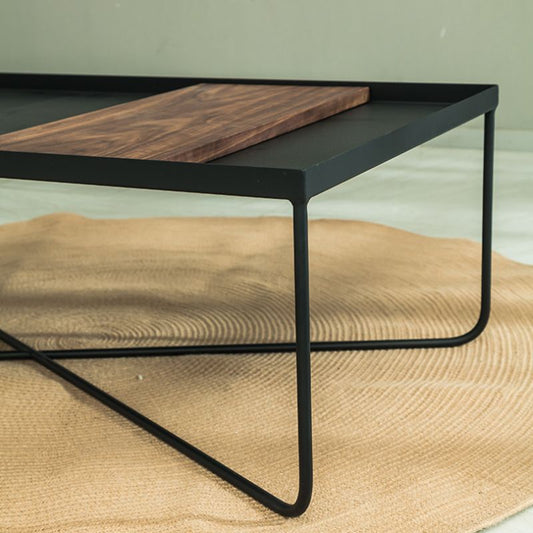 Gambe trasversali moderne di metà secolo in metallo/tavolino singolo rettangolare