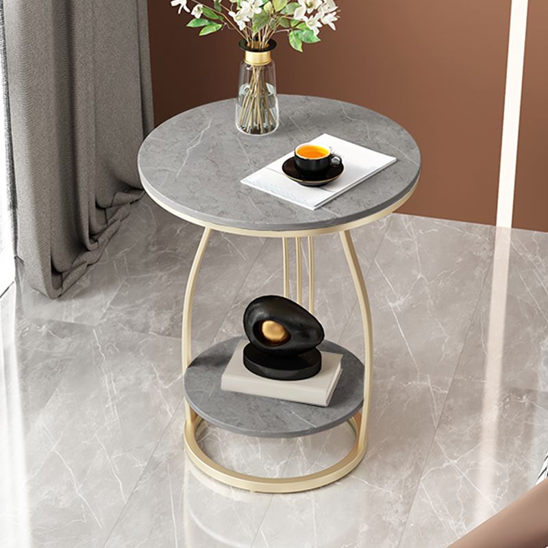 Modernistic Metal Frame End Table Round End Table with Slate Top