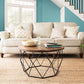 17.7" H Wood Round Top Coffee Table, Metal Frame Base Cocktail Table Clearhalo 'Coffee & Accent Tables' 'Coffee Tables' 'coffee_tables' 'furn' 'furn_coffee_tables' 'Furniture' 'Living Room Furniture' 1200x1200_21c4b990-6c2e-4c35-bae0-e41ff1b08909