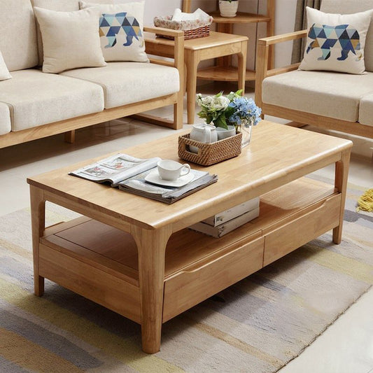 4 Legs Rectangular Coffee Table Made of Solid Wood/black/walnut/white Cocktail Table Clearhalo 'Coffee & Accent Tables' 'Coffee Tables' 'coffee_tables' 'furn' 'furn_coffee_tables' 'Furniture' 'furniture_coffee_tables' 'Living Room Furniture' 1200x1200_21c5cf71-edc8-4a4f-8b06-47708f3408cc