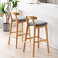 Solid Wood Armless Bar Chair Modern Low Back Bar Stool with Wooden Legs