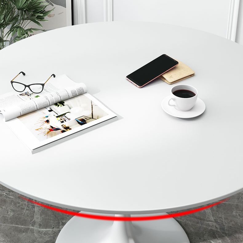 Minimalist White and Black Round Table with Tulip Style for 4 Person Clearhalo 'Dining Tables & Seating' 'Dining Tables' 'dining_table' 'furn' 'furn_dining_table' 'Furniture' 'Kitchen & Dining Furniture' 1200x1200_21cac93a-3430-47df-bb15-fdbc77a1dceb