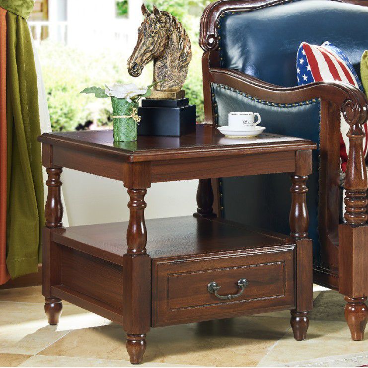 Farmhouse Brown Wood End Table, 2-Tier Side Table with Storage Clearhalo 'Coffee & Accent Tables' 'End & Side Tables' 'end_side_table' 'end_side_tables' 'furn' 'furn_end_side_tables' 'Furniture' 'furniture_end_side_table' 'Living Room Furniture' 1200x1200_21cb351b-3c1a-457e-bcb4-83a9ea97b160