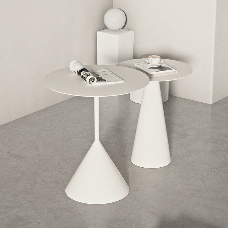 Pedestal Metal Coffee Table Round Black/White Cocktail Table