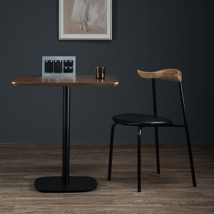 Modern Square Dining Table Wood Tabletop with Steel Pedestal Base Clearhalo 'Dining Tables & Seating' 'Dining Tables' 'dining_table' 'furn' 'furn_dining_table' 'Furniture' 'Kitchen & Dining Furniture' 1200x1200_21cf6686-5352-4aea-88bf-1df4e640ed1a