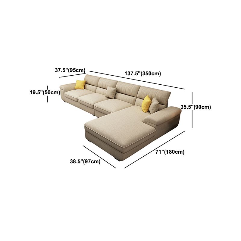 Pillow Top Arm Sofa & Chaise in Khaki Modern Fabric Sectional Clearhalo 'furn' 'furn_sectionals' 'Furniture' 'Living Room Furniture' 'Sectionals' 1200x1200_21d203d5-2760-426e-ae99-c762de8c91d9