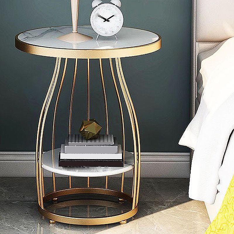 Modern Style Black/gold Metal Base Marble & SLATE Top Round Side Table Clearhalo 'Coffee & Accent Tables' 'End & Side Tables' 'end_side_tables' 'furn' 'furn_end_side_tables' 'Furniture' 'Living Room Furniture' 1200x1200_21d341ea-6642-44a9-9881-70c0e53a4098