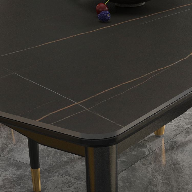 Rechteck Esstisch 4 Beine Esstisch mit fester Holzbasis