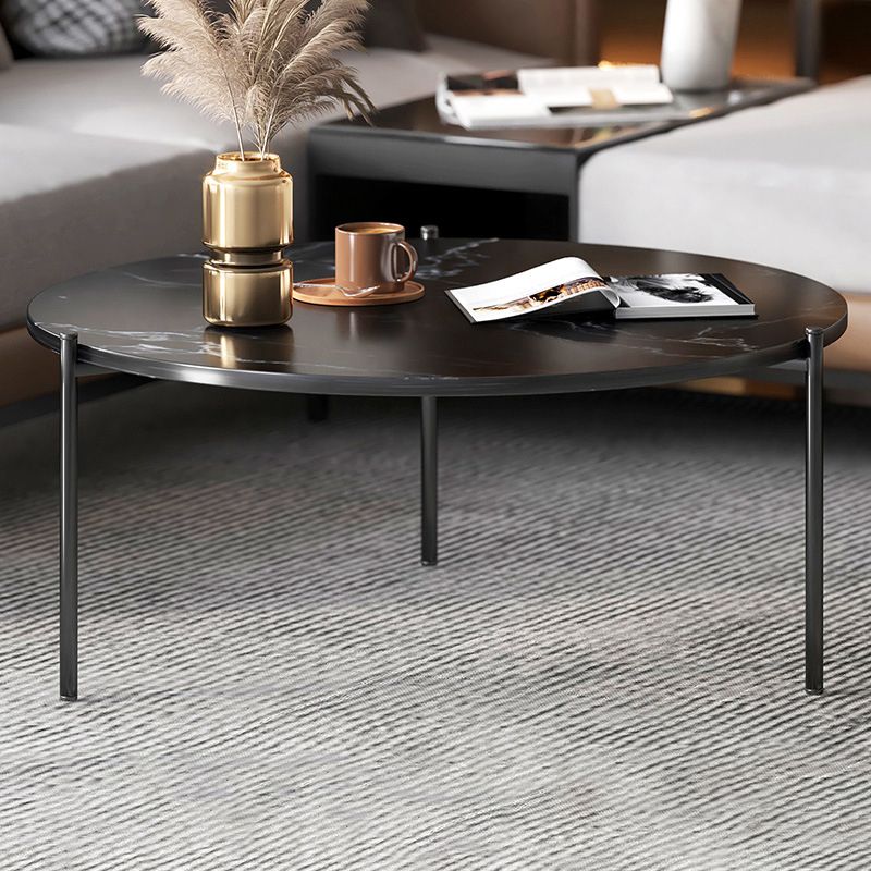 Mesa de centro de 3 patas, mesa de centro redonda de madera maciza para sala de estar