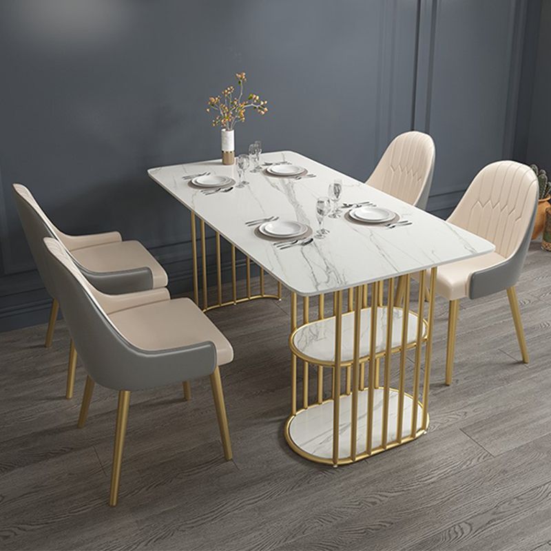 Tavolo in pietra e metallo moderno tavolo da pranzo rettangolare per la casa minimalista
