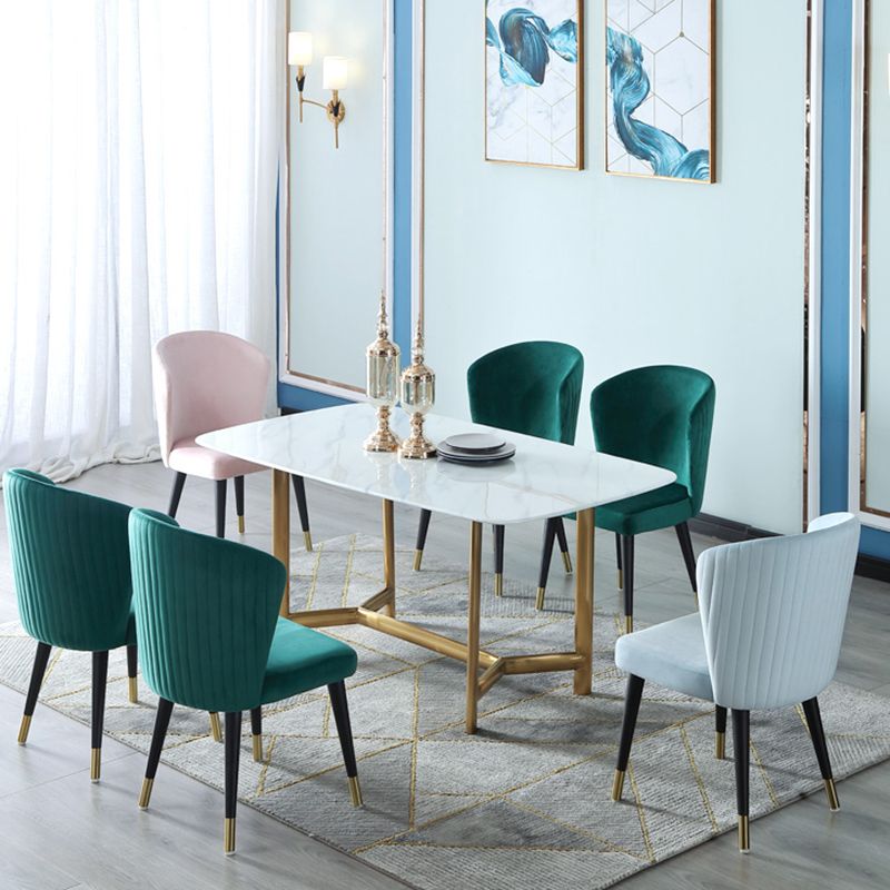 Parsons Glam Side Chair Velvet Wooden Base Dining Chair for Dining Room