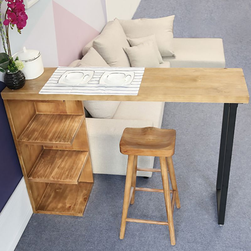 Industrial Style Bar Table Original Wood Top 42-inch Height Pub Table for Dining Room Clearhalo 'Bar Furniture' 'Bar Tables' 'bar_tables' 'furn' 'furn_bar_tables' 'Furniture' 'furniture_bar_tables' 'Kitchen & Dining Furniture' 'kitchen&dining_furn' 'kitchen' 1200x1200_21d9f9b0-a378-4a81-937d-70eae7348cb4