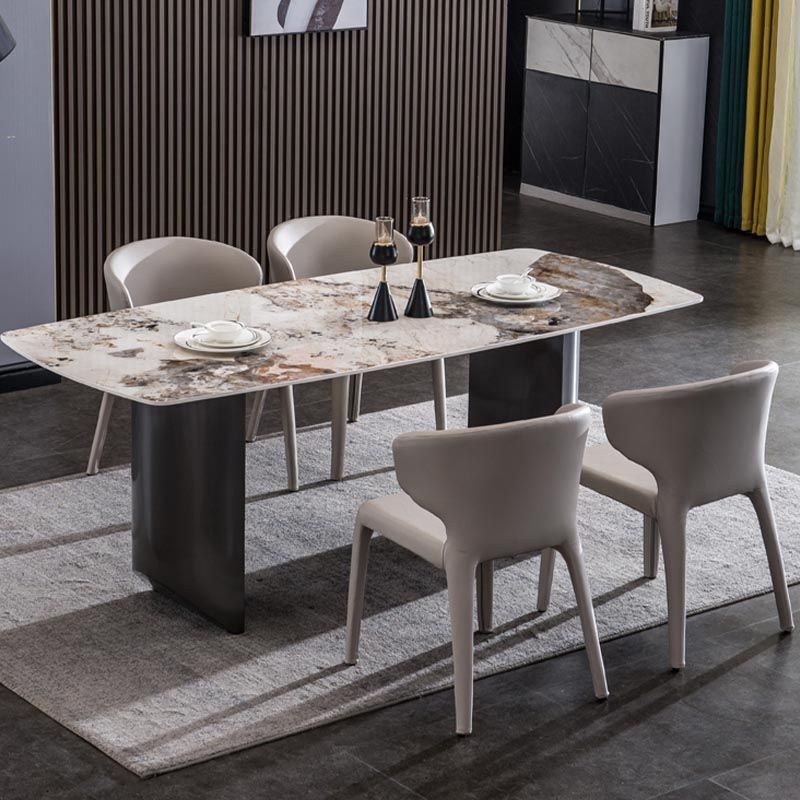 Modern Black Base Dinner Room Kitchen Table Rectangle Stone Dinette Table Clearhalo 'Dining Tables & Seating' 'Dining Tables' 'dining_table' 'furn' 'furn_dining_table' 'Furniture' 'Kitchen & Dining Furniture' 1200x1200_21da43bb-0979-4adb-9d89-f174b3615f7f