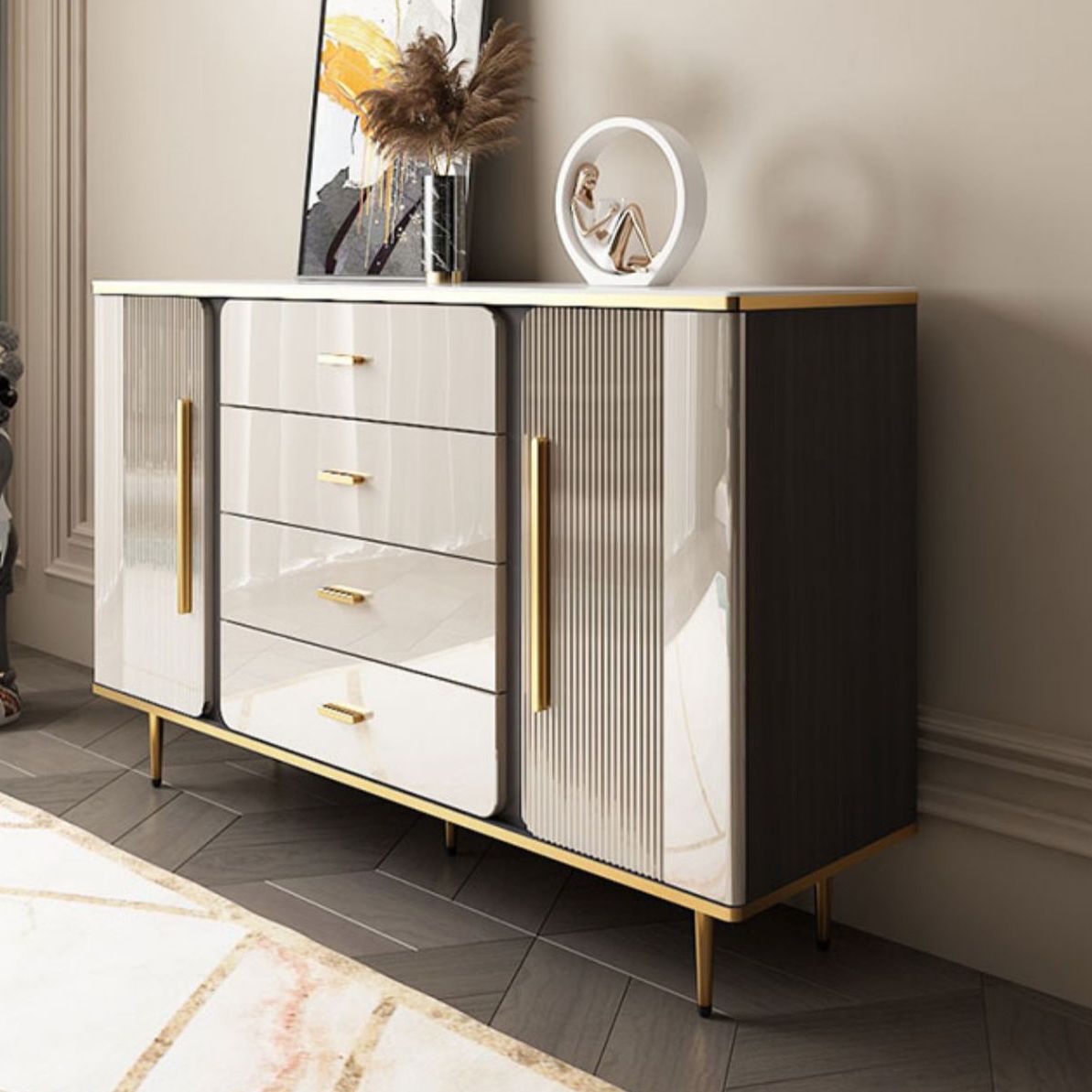 Glam Combo Dresser Wood Storage Chest Dresser with Metal Feet for Bedroom Clearhalo 'Bedroom Furniture' 'Dressers & Chests' 'dressers_chests' 'furn' 'furn_dressers_chests' 'Furniture' 1200x1200_21db5138-396f-4faa-a937-908b11d883ca