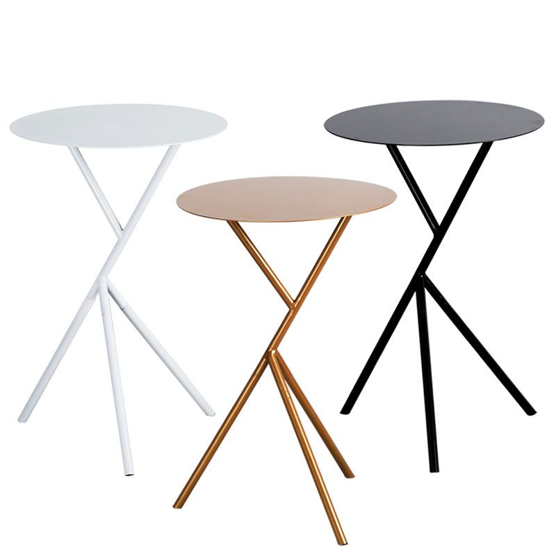 Mid-Century Round Side End Table Metal Cross Legs End Table, 22.8" Tall Clearhalo 'Coffee & Accent Tables' 'End & Side Tables' 'end_side_tables' 'furn' 'furn_end_side_tables' 'Furniture' 'Living Room Furniture' 1200x1200_21dc0245-6173-4afb-92f9-4fd430f9f9ff