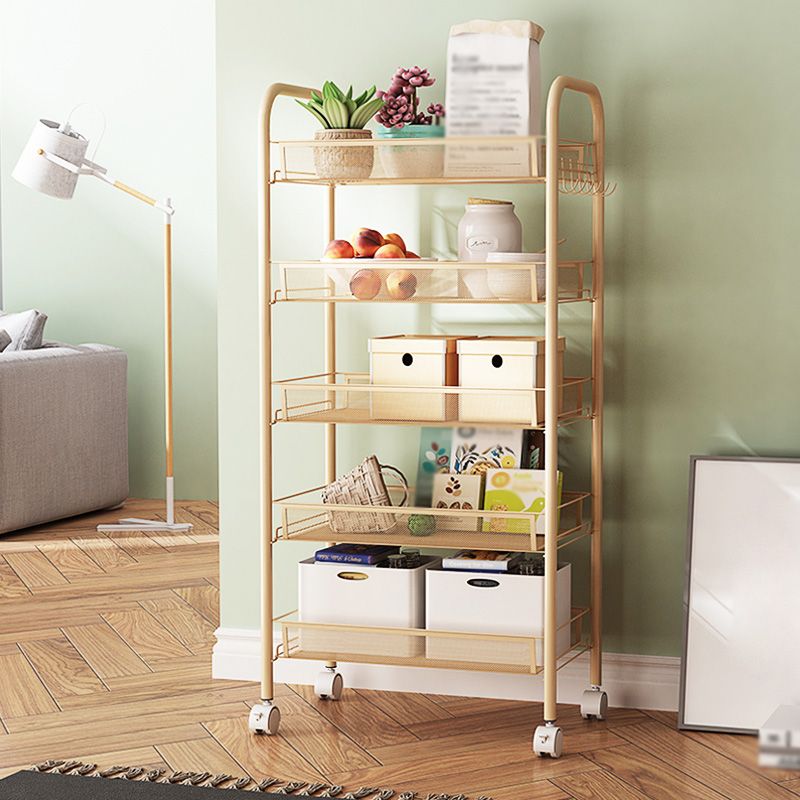 Modern Steel Etagere Bookshelf 3/4/5-Shelf Vertical Open Bookcase with Caster Wheels Clearhalo 'Bookcases' 'furn' 'furn_bookcases' 'Furniture' 'Office Furniture' 1200x1200_21dce265-f3bd-4ed7-8761-9d67a22a7182