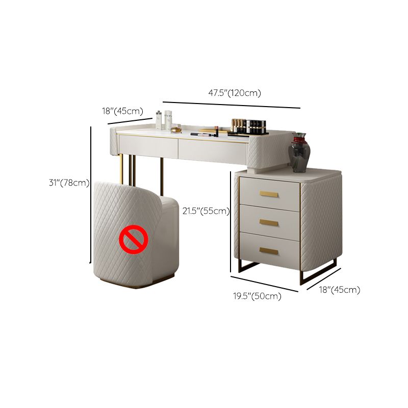 5 lade ijdelheid bureau wit 30.7 "h faux lederen make -up ijdelheid